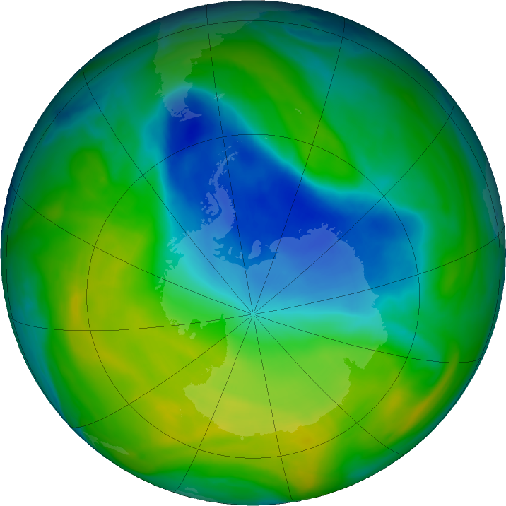 Antarctic ozone map for 16 November 2016